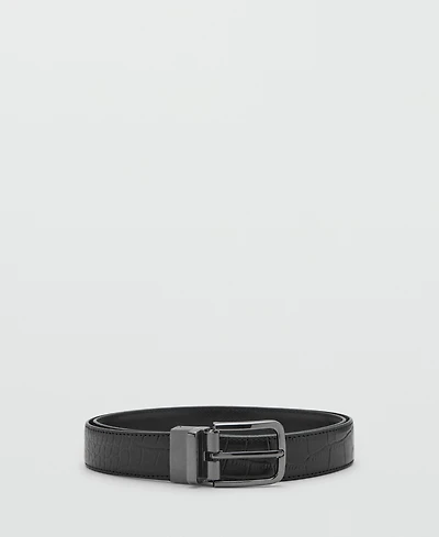 Mango Men's Croc-Effect Leather Belt