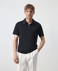 Mango Men's Regular- Fit Zip-Up Polo Shirt