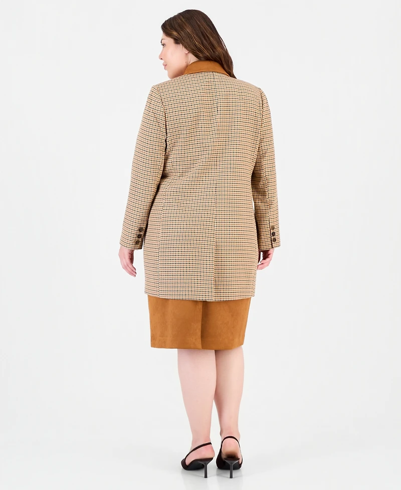 Tahari Asl Plus Plaid Long-Sleeve Blazer