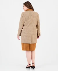 Tahari Asl Plus Plaid Long-Sleeve Blazer