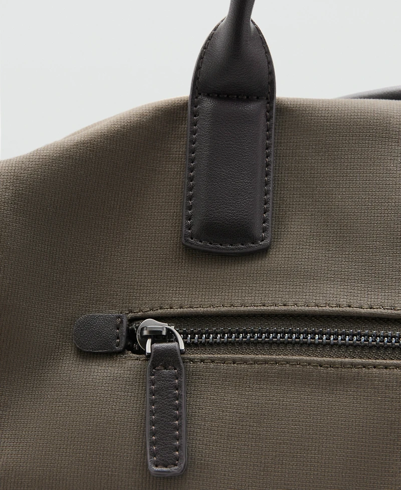 Mango Men's Leather Details Bowling Bag