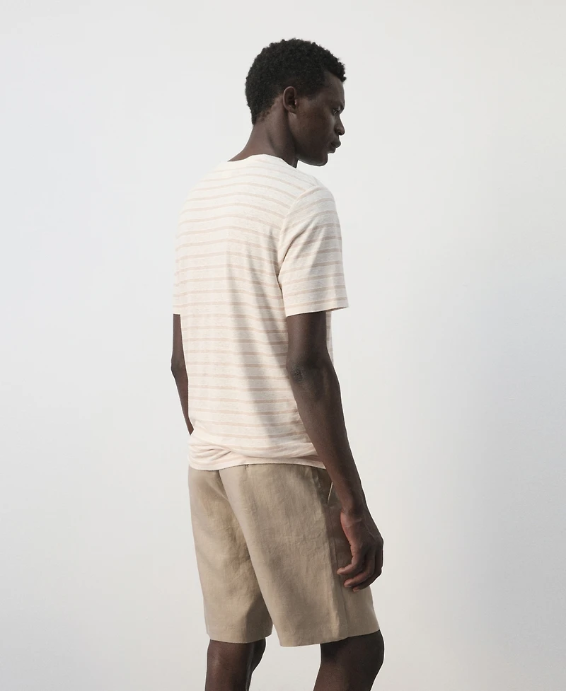 Mango Men's Striped Linen T-Shirt