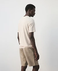 Mango Men's Striped Linen T-Shirt