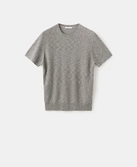 Mango Men's Ribbed Linen-Cotton Blend T-Shirt