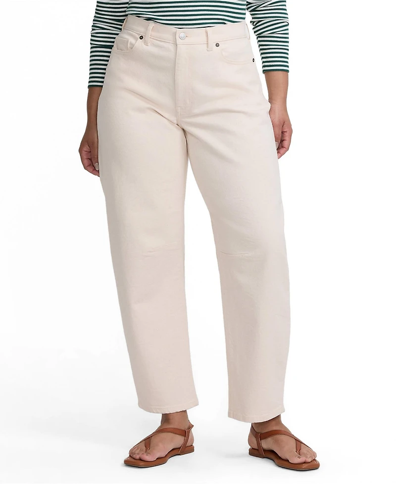 Lands' End Petite Soft Denim Mid Rise Relaxed Barrel Ankle Jeans