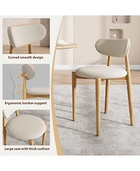 homfan Set of 2 Dining Chairs, Fabric Upholstered Farmhouse Chairs with Wood Legs for Dining Room or Kitchen