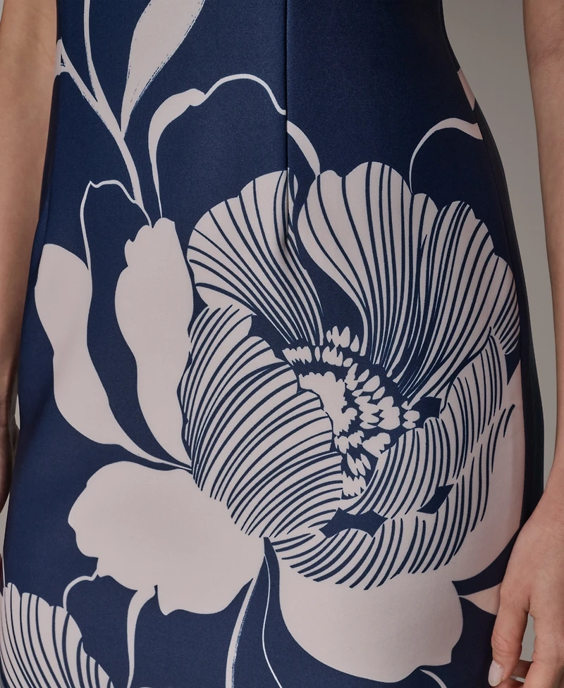 Donna Karan New York Women's Sleeveless Floral Print Knee-Length Sheath Dress
