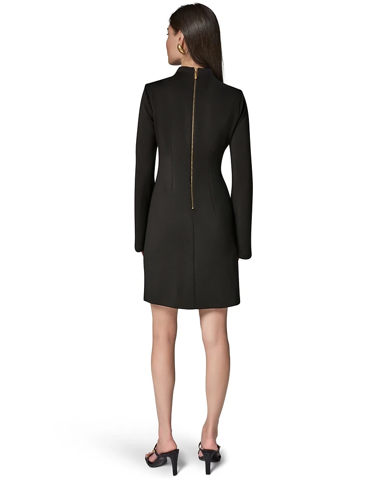Donna Karan New York Women's Bell Sleeve Mock Neck Mini Dress