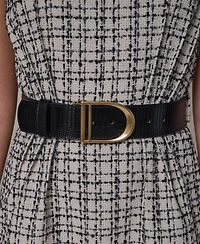 Donna Karan New York Women's Sleeveless Plaid Tweed Belted A-Line Dress