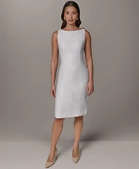 Donna Karan New York Women's Sleeveless Boat Neck Tweed Sheath Dress