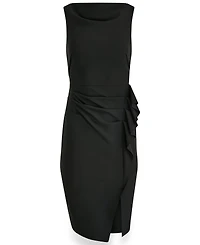 Donna Karan New York Women's Sleeveless Draped Sheath Dress with Side Ruffle