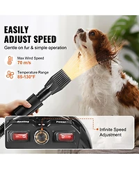Vevor Dog Dryer 2800W Pet Grooming Dryer Adjustable Speed with 4 Nozzles