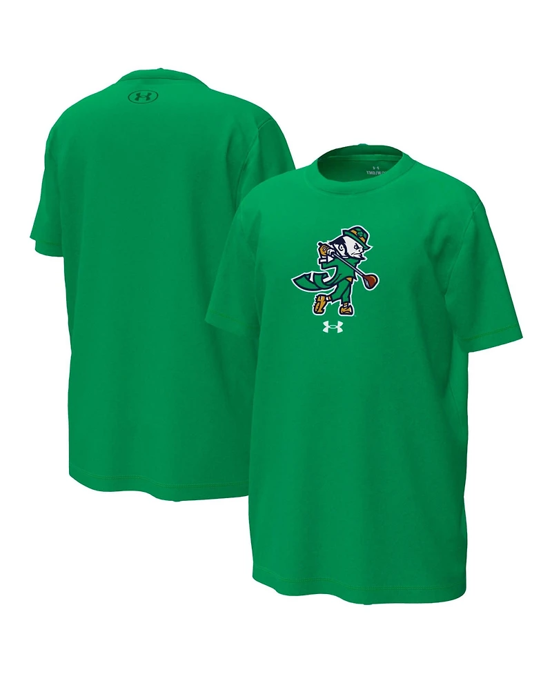 Under Armour Big Boys and Girls Kelly Green Notre Dame Fighting Irish Golfing Leprechaun Tech Stretch Performance T-Shirt