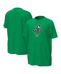 Under Armour Big Boys and Girls Kelly Green Notre Dame Fighting Irish Golfing Leprechaun Tech Stretch Performance T-Shirt