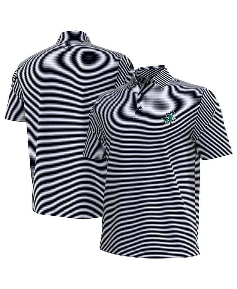 Under Armour Men's Navy/White Notre Dame Fighting Irish Golf Leprechaun Aura Stripe Polo Shirt
