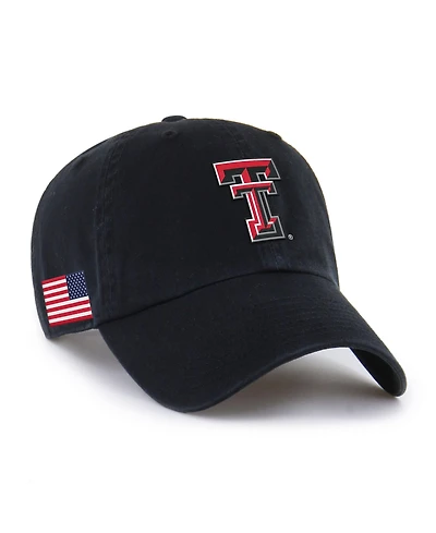 '47 Brand Men's Black Texas Tech Red Raiders Americana Heritage Clean Up Adjustable Hat