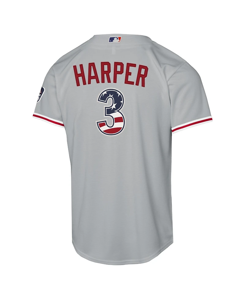 Nike Big Boys and Girls Bryce Harper Gray Philadelphia Phillies Usa 250 Fourth of July Road Replica Jersey