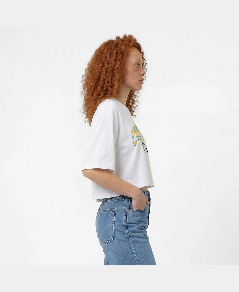 Champion Women's White Los Angeles Chargers Boyfriend Cropped T-Shirt
