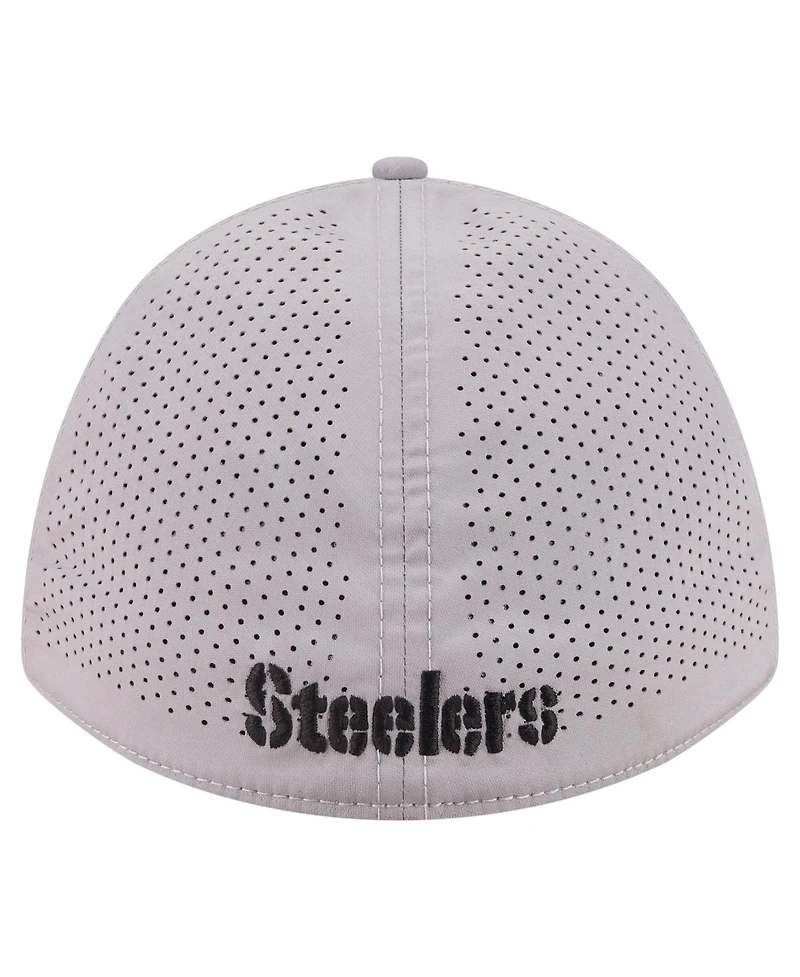 New Era Men's Gray Pittsburgh Steelers 39THIRTY M-Crown Flex Fit Hat