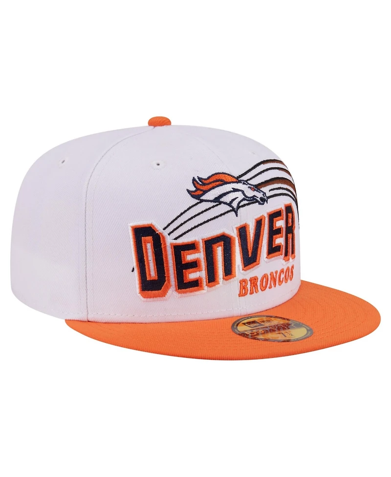 New Era Men's White/Orange Denver Broncos Retro Swoop 59FIFTY Fitted Hat