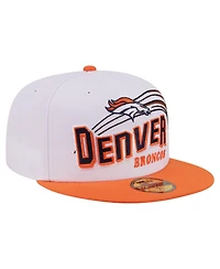 New Era Men's White/Orange Denver Broncos Retro Swoop 59FIFTY Fitted Hat