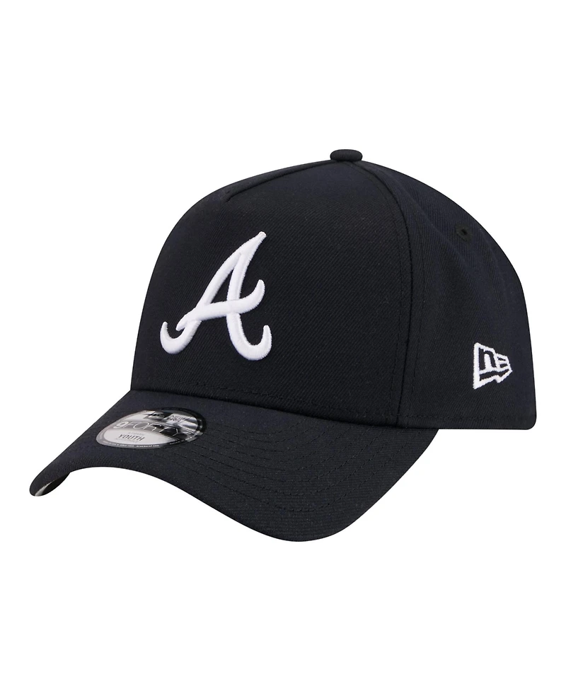 New Era Big Boys and Girls Navy Atlanta Braves 9FORTY A-Frame Adjustable Hat