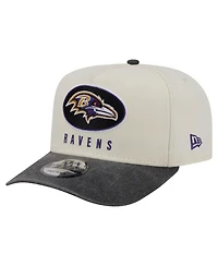New Era Men's Cream/Black Baltimore Ravens Washed A-Frame 9FIFTY Snapback Hat