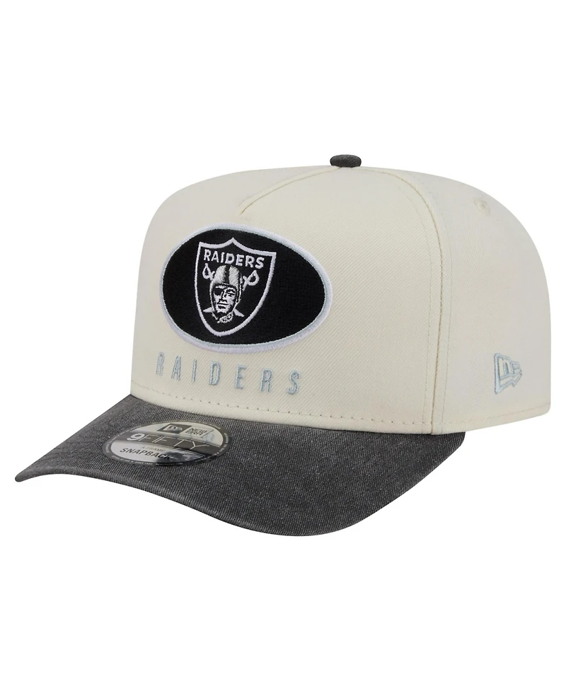 New Era Men's Cream/Black Las Vegas Raiders Washed A-Frame 9FIFTY Snapback Hat