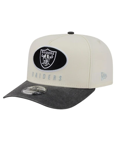 New Era Men's Cream/Black Las Vegas Raiders Washed A-Frame 9FIFTY Snapback Hat