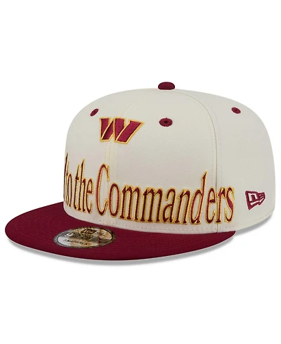 New Era Men's Cream Washington Commanders Oversized Slogan 9FIFTY Snapback Hat