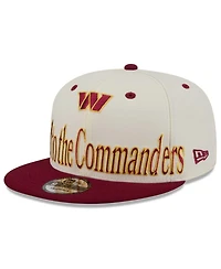 New Era Men's Cream Washington Commanders Oversized Slogan 9FIFTY Snapback Hat