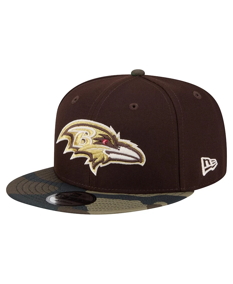 New Era Men's Dark Brown Baltimore Ravens Burnt Wood Camo 9FIFTY Snapback Hat