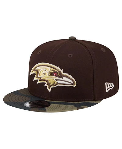 New Era Men's Dark Brown Baltimore Ravens Burnt Wood Camo 9FIFTY Snapback Hat