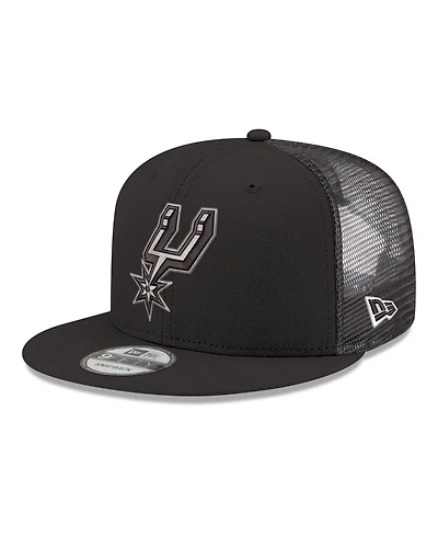 New Era Men's Black San Antonio Spurs Core Logo Meshback 9FIFTY Snapback Hat