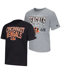 Starter Men's 2-Pack Black/Gray Cincinnati Bengals Logo T-Shirt