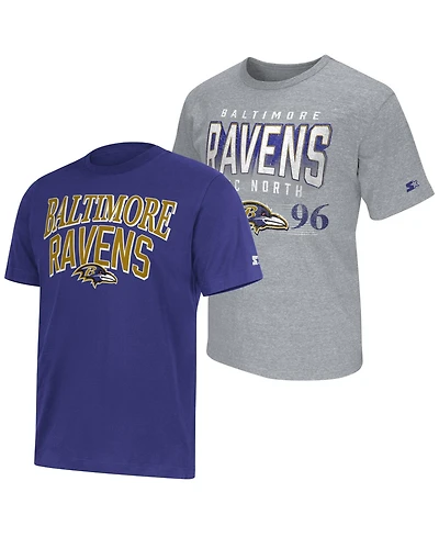 Starter Men's 2-pack Purple/Gray Baltimore Ravens Logo T-Shirt