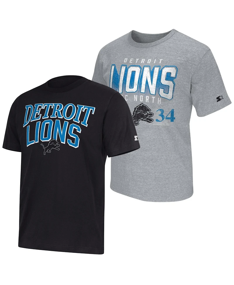 Starter Men's 2-pack Black/Gray Detroit Lions Throwback Logo T-Shirt
