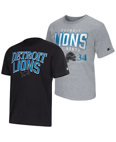 Starter Men's 2-pack Black/Gray Detroit Lions Throwback Logo T-Shirt