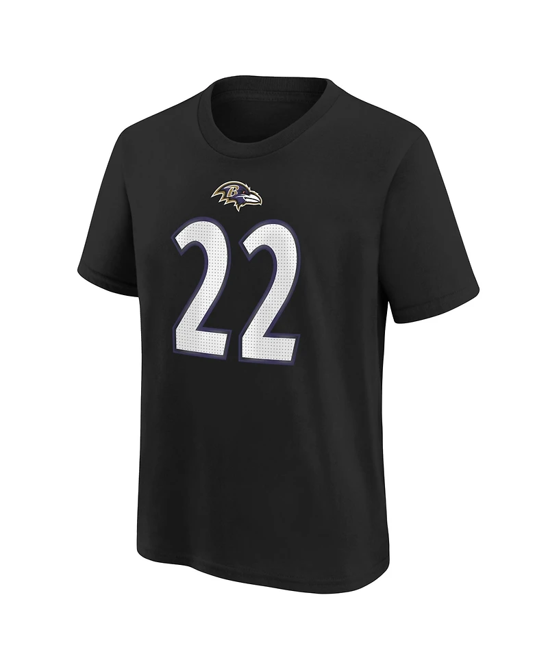 Nike Big Boys and Girls Derrick Henry Black Baltimore Ravens Player Name Number T-Shirt