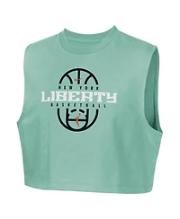 Nike Big Girls Mint New York Liberty 2026 Authentic Practice Sleeveless Cropped T-Shirt