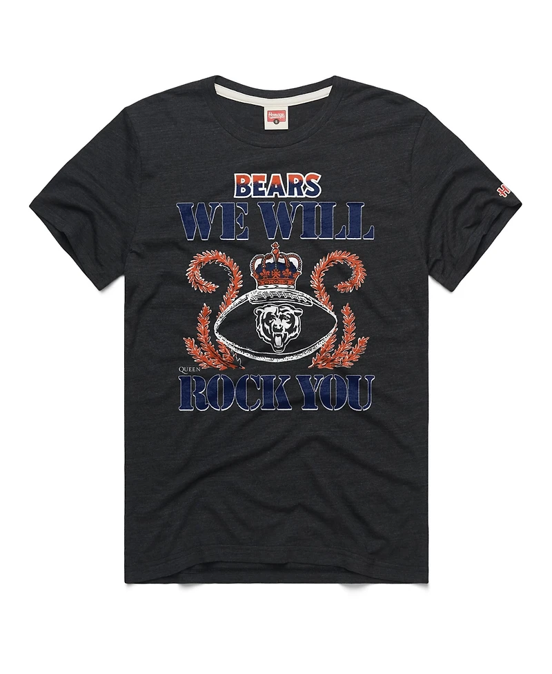 Homage Men's and Women's Charcoal Chicago Bears 2026 Nfl Schedule Queen Tri-Blend T-Shirt