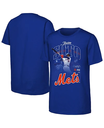 Outerstuff Big Boys and Girls Juan Soto Royal New York Mets Triple Player Graphic T-Shirt
