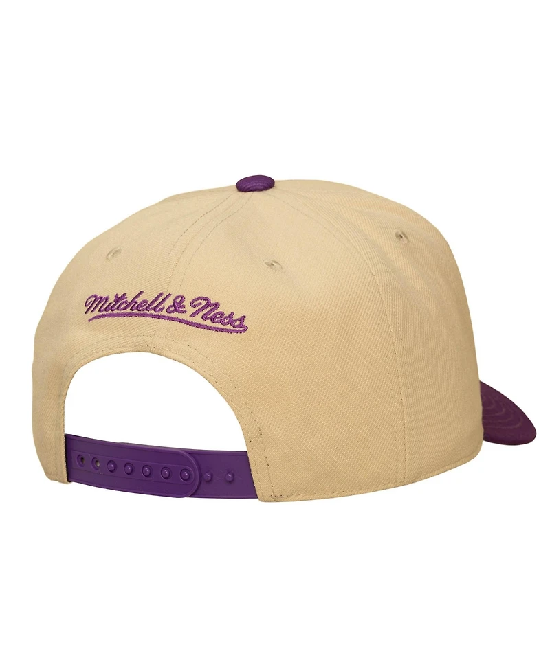 Mitchell & Ness Men's and Women's Khaki/Purple Los Angeles Sparks Pro Pinch Snapback Hat