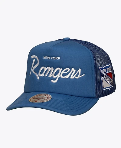 Mitchell & Ness Men's Blue New York Rangers Head Coach Trucker Adjustable Hat