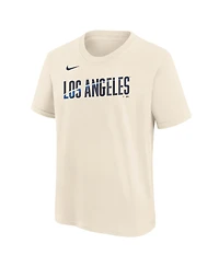 Nike Big Boys and Girls Natural Los Angeles Dodgers City Connect Wordmark T-Shirt