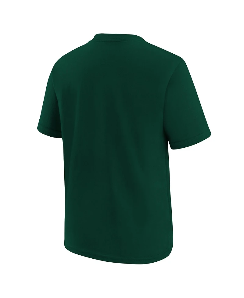 Nike Big Boys and Girls Green Athletics Large Logo T-Shirt