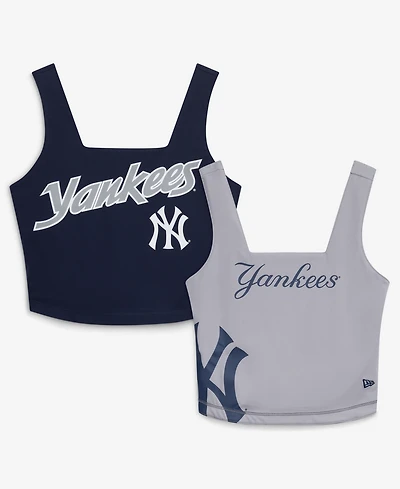 New Era Women's Navy New York Yankees Reversible Cropped Sport Classics Tank Top