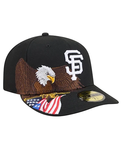 New Era Men's Black San Francisco Giants Americana Bald Eagle Pre-Curved 59FIFTY Fitted Hat