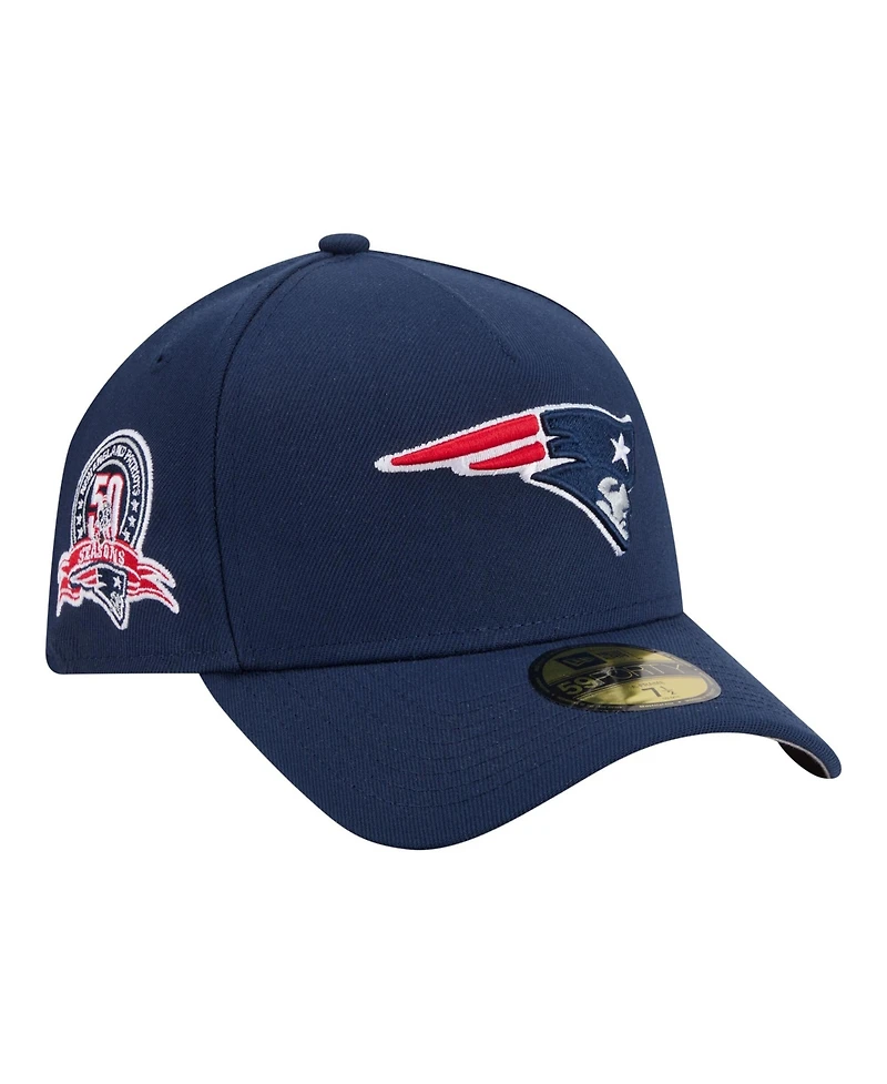 New Era Men's Navy England Patriots A-Frame 59FORTY Fitted Hat