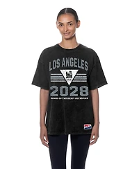 New Era Women's Black La 2028 Summer Mineral Wash Oversized T-Shirt